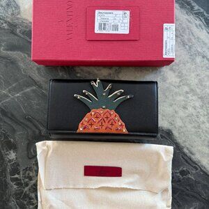 VALENTIN Leather Rockstud Pineapple Wallet On Chain Clutch Bag